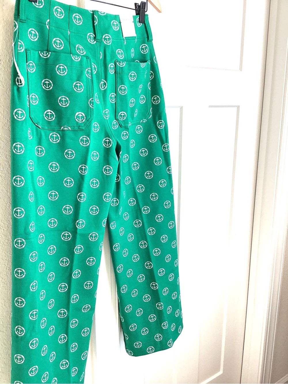 ⚓️Anthropologie Colette Pants Maeve Cropped Wide-Leg Ponte New Green Anchor - Picture 10 of 14